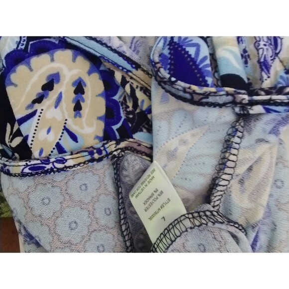 Always Indigo Tank Women's XXL Round Neck Blue Paisley Knit Resort Cruise - Picture 4 of 8